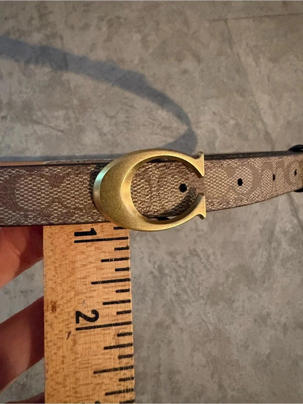 Coach Brown Signature Canvas Belt with Gold C Buckle XL
